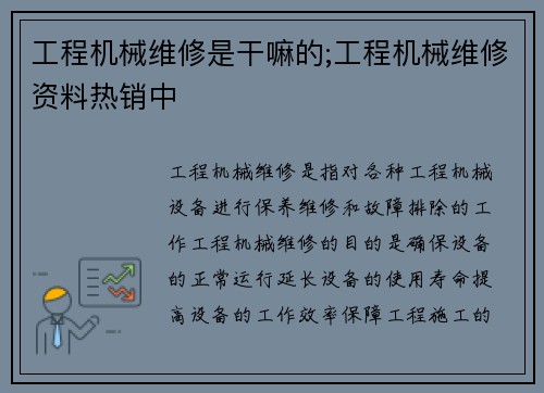 工程机械维修是干嘛的;工程机械维修资料热销中